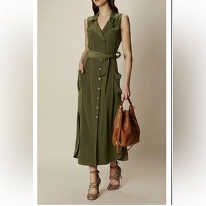 Karen Millen Long Shirt Dress in Olive